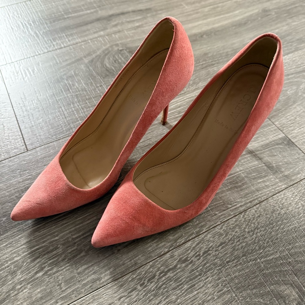 J Crew Suede Elsie Pumps Italy Pink Salmon Size 7.5
